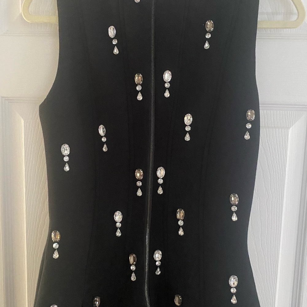 Karen Millen Black Mini Dress with Crystal Embellishments